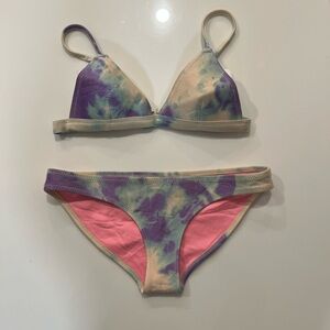 triangl swimwear Pink and Cream Tie-Dye Bikini